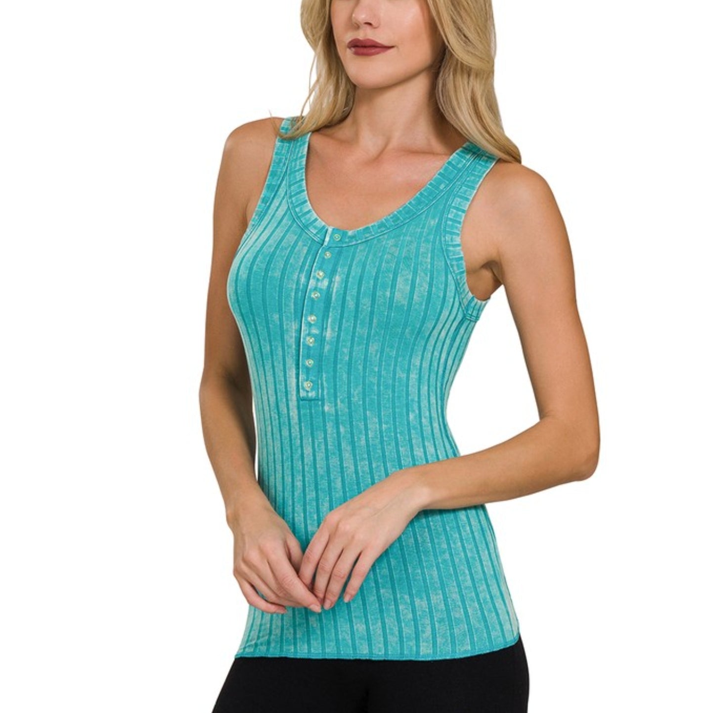 WASHED RIBBED SCOOP NECK TANK TOP( several colors)