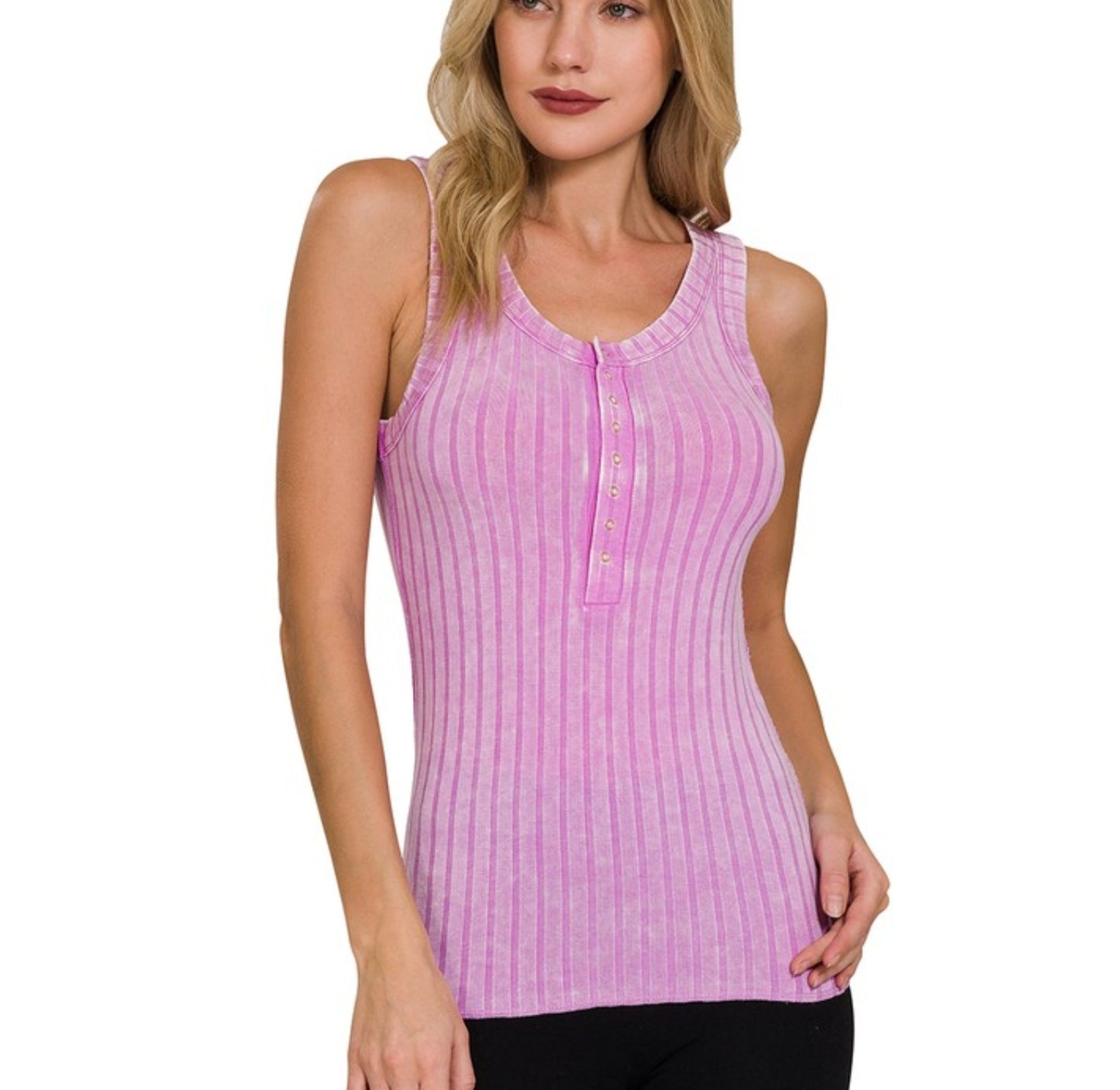 WASHED RIBBED SCOOP NECK TANK TOP( several colors)