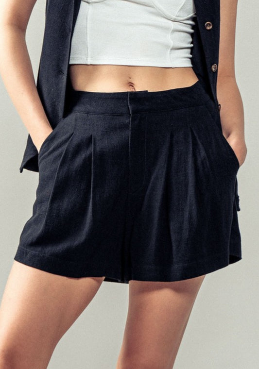 Hidden Closure Shorts in Black