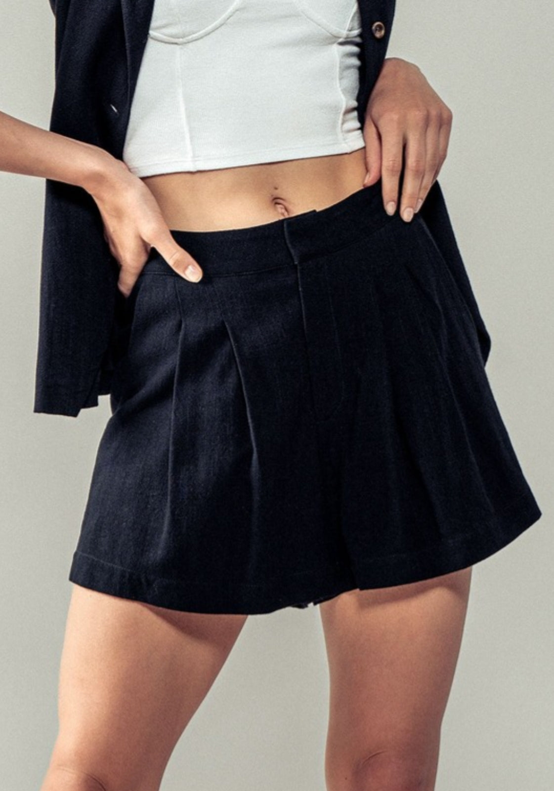 Hidden Closure Shorts in Black