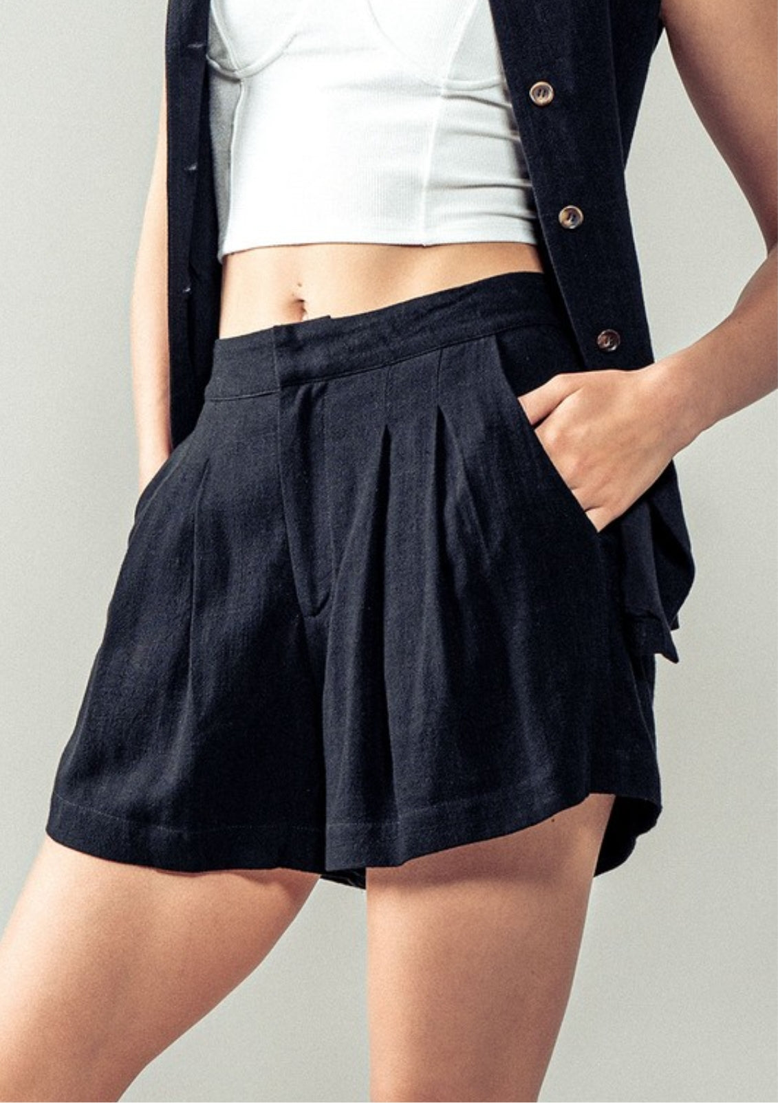 Hidden Closure Shorts in Black