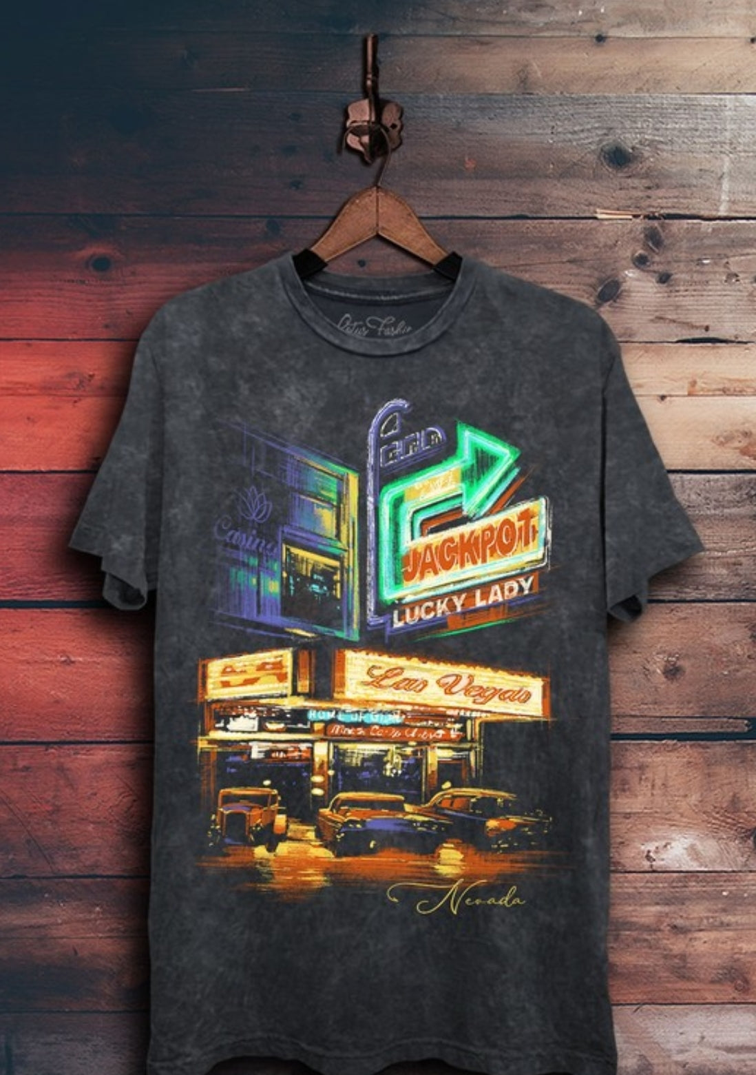 Midnight in Vagas Vintage Graphic tee in Black