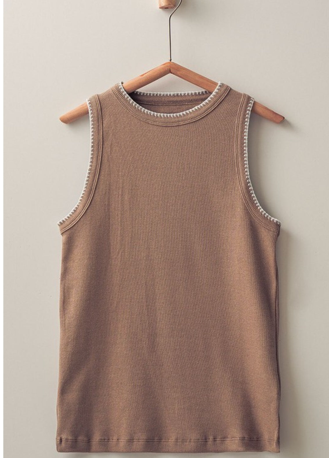 Structured Knit Tank Top in Taupe