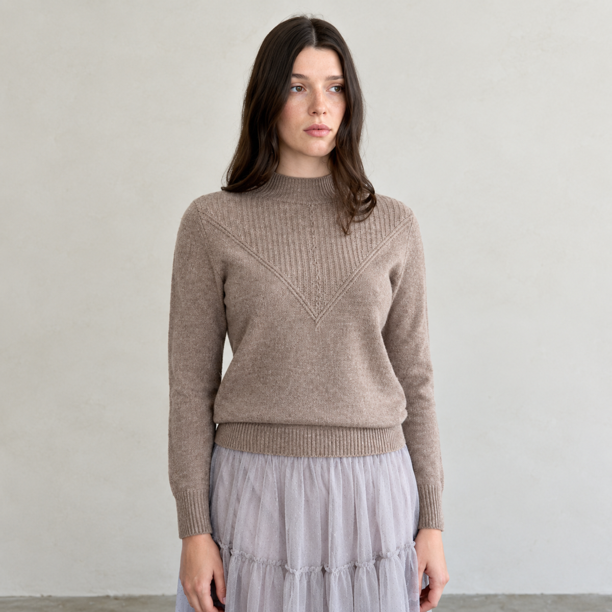 Classic Wool Textured Mock Neck Sweater