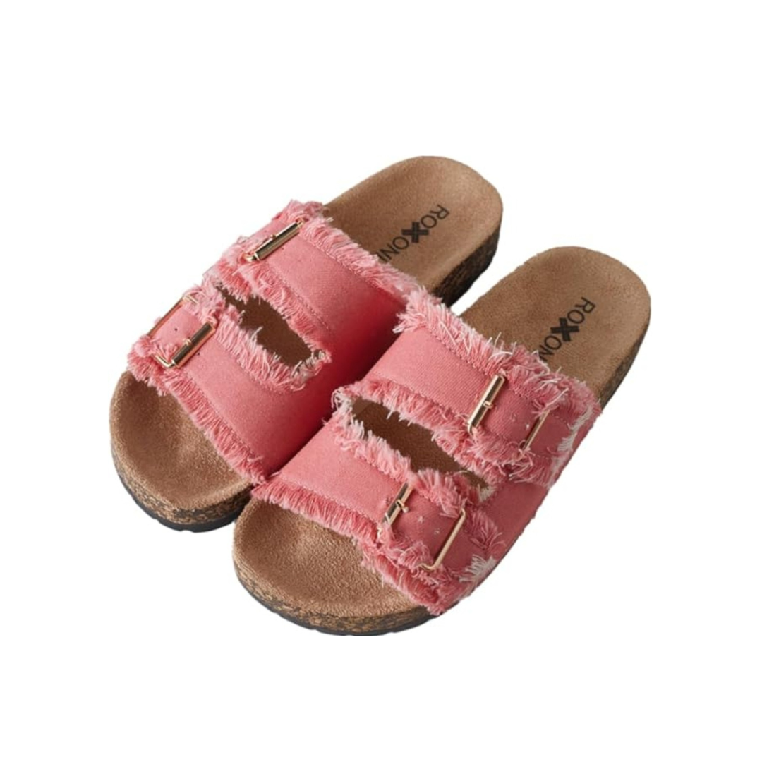 Women's Comfort Flat Sandals Double Buckle Adjustable Straps: Pink