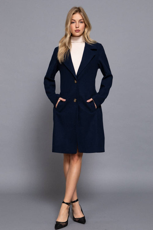 Long Sleeve A-Line Long Coat(two colors)