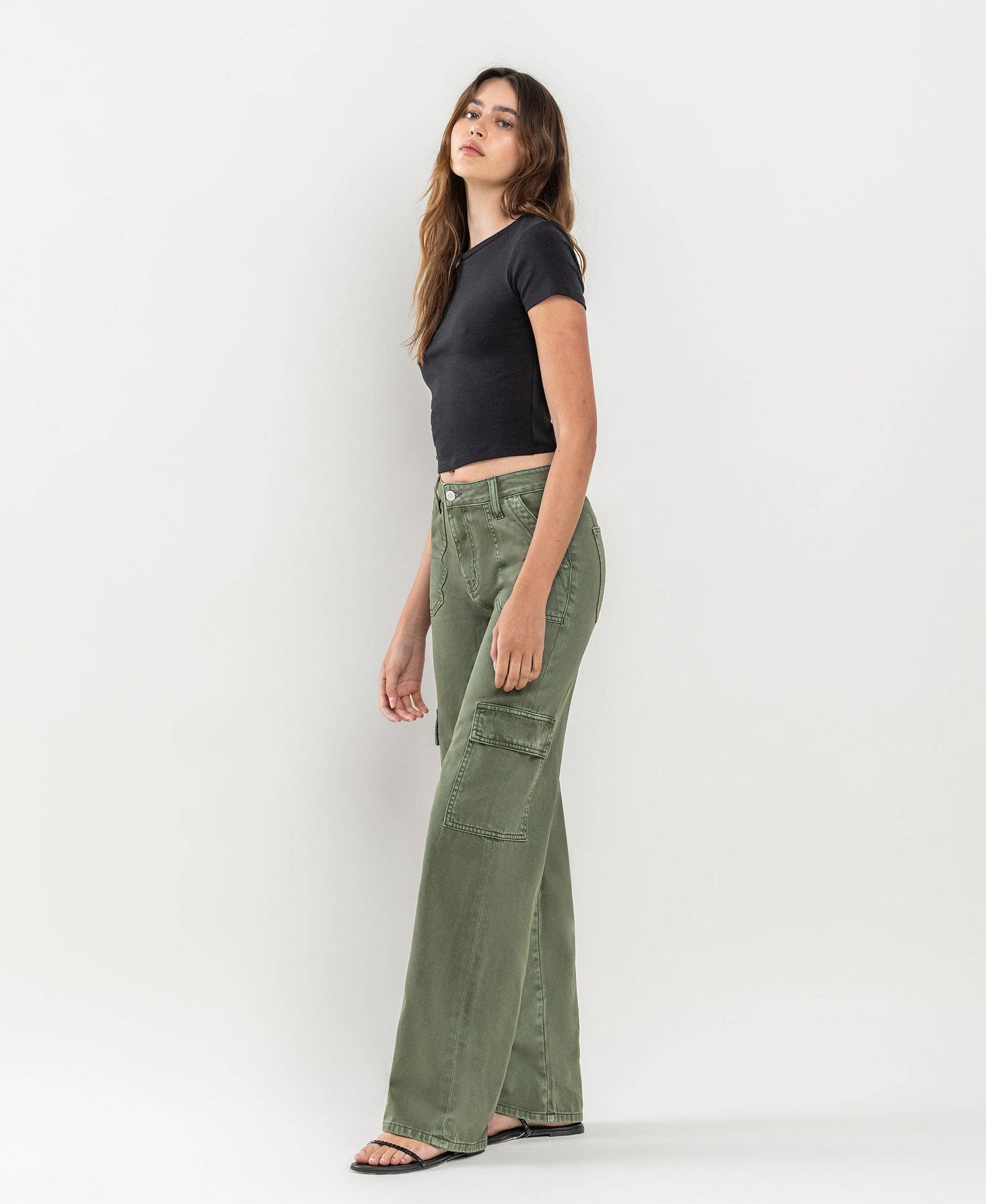 HIGH RISE UTILITY CARGO WIDE JEANS