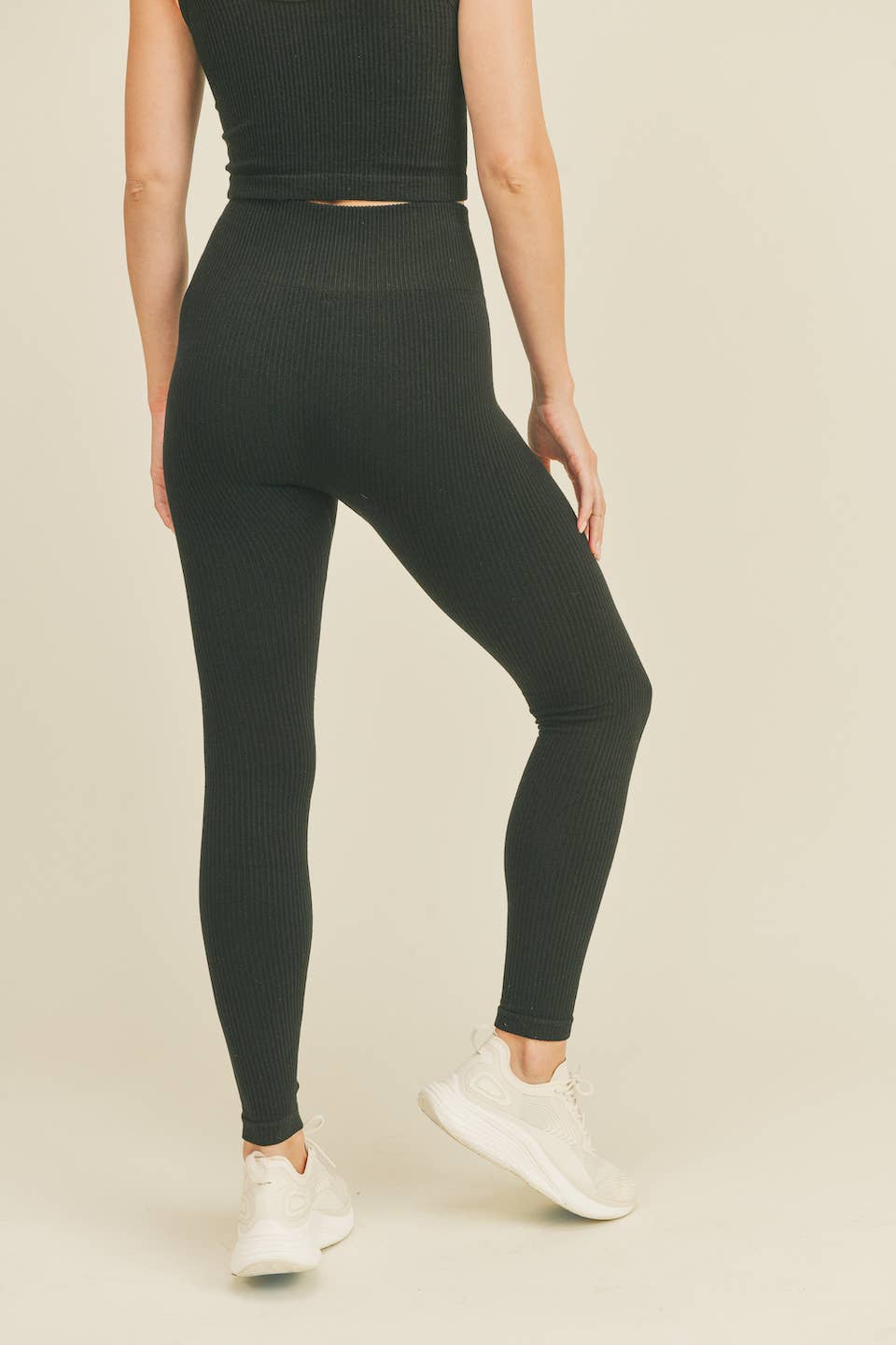 Black High Rise Premium Seamless Ribbed Leggings