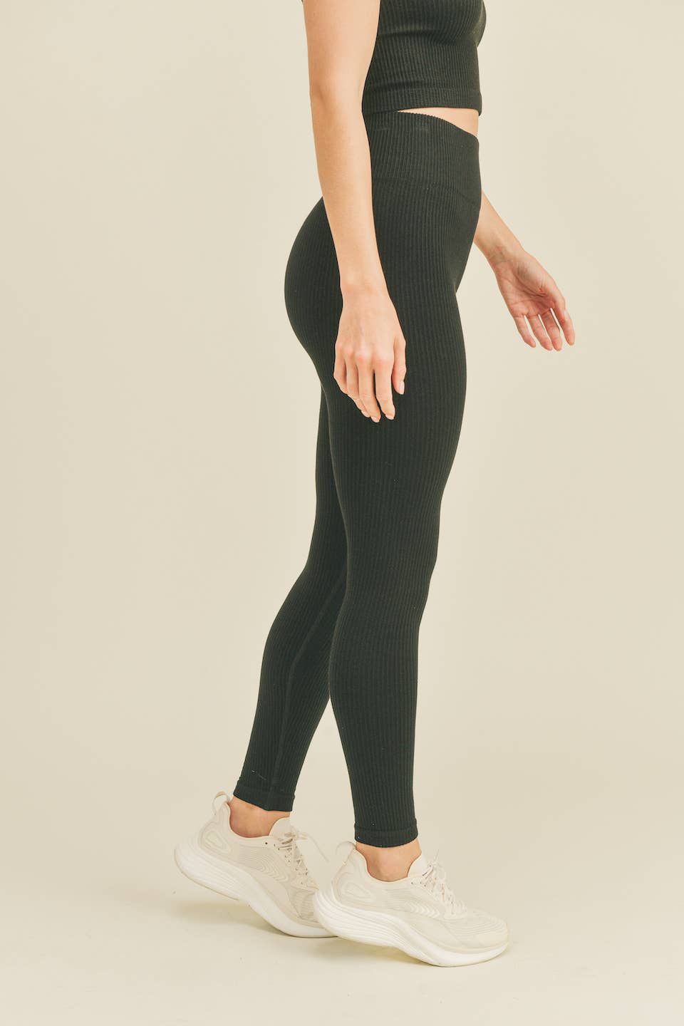 Black High Rise Premium Seamless Ribbed Leggings