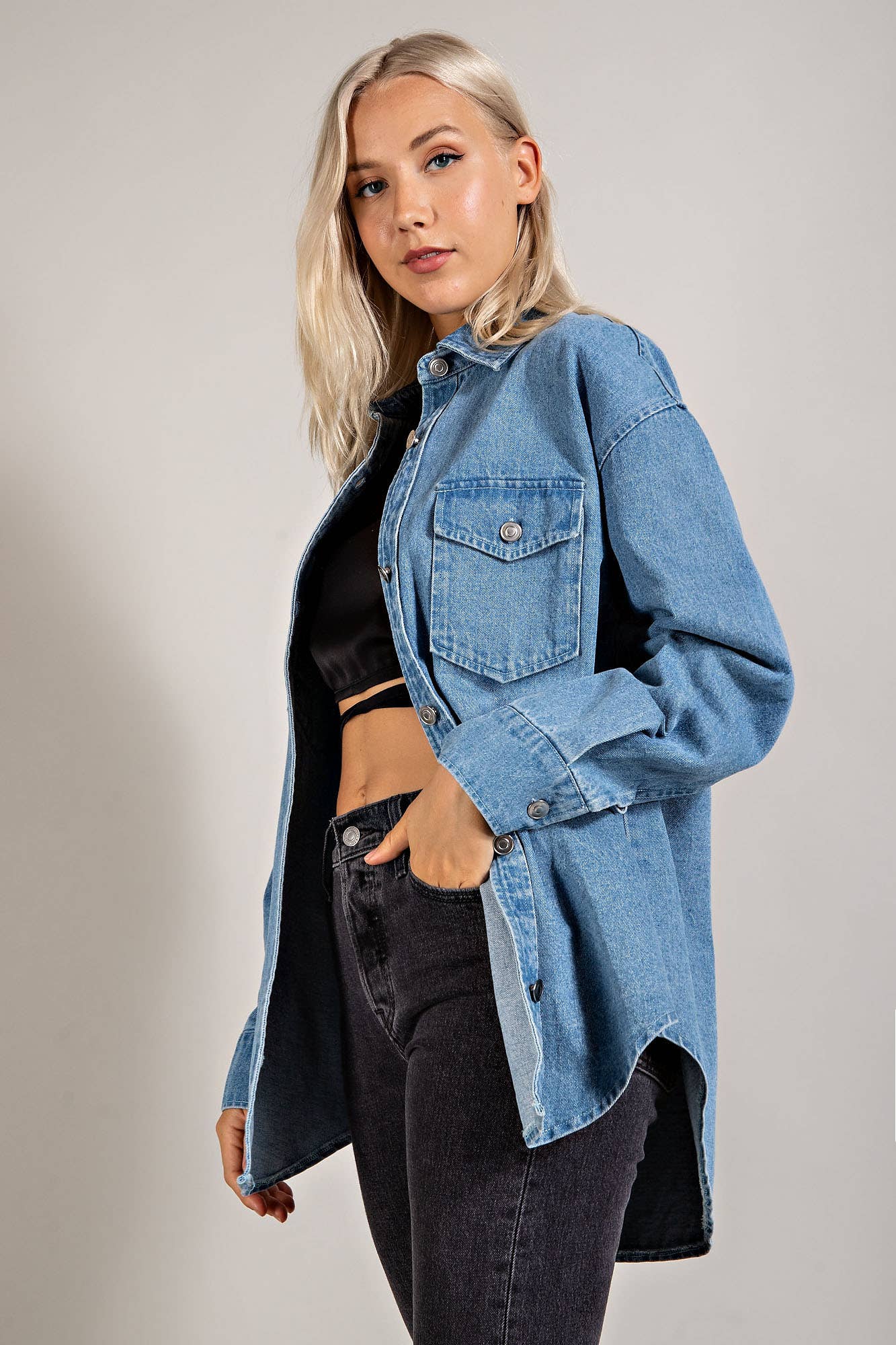 Denim Blue Button Down Shacket