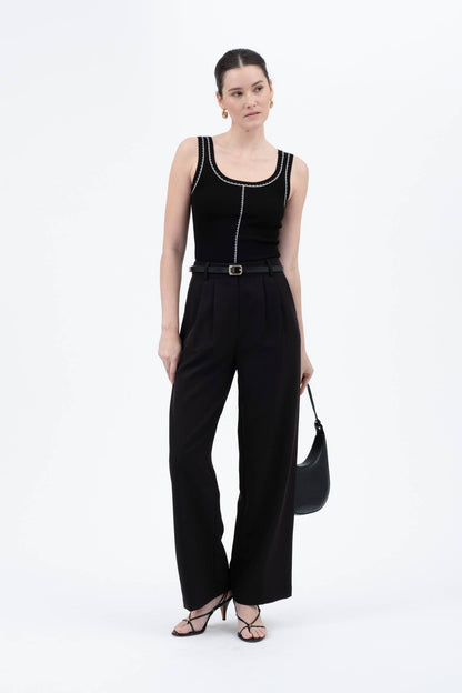 Contrast Line Stitch Detail Sweater Knit Tank