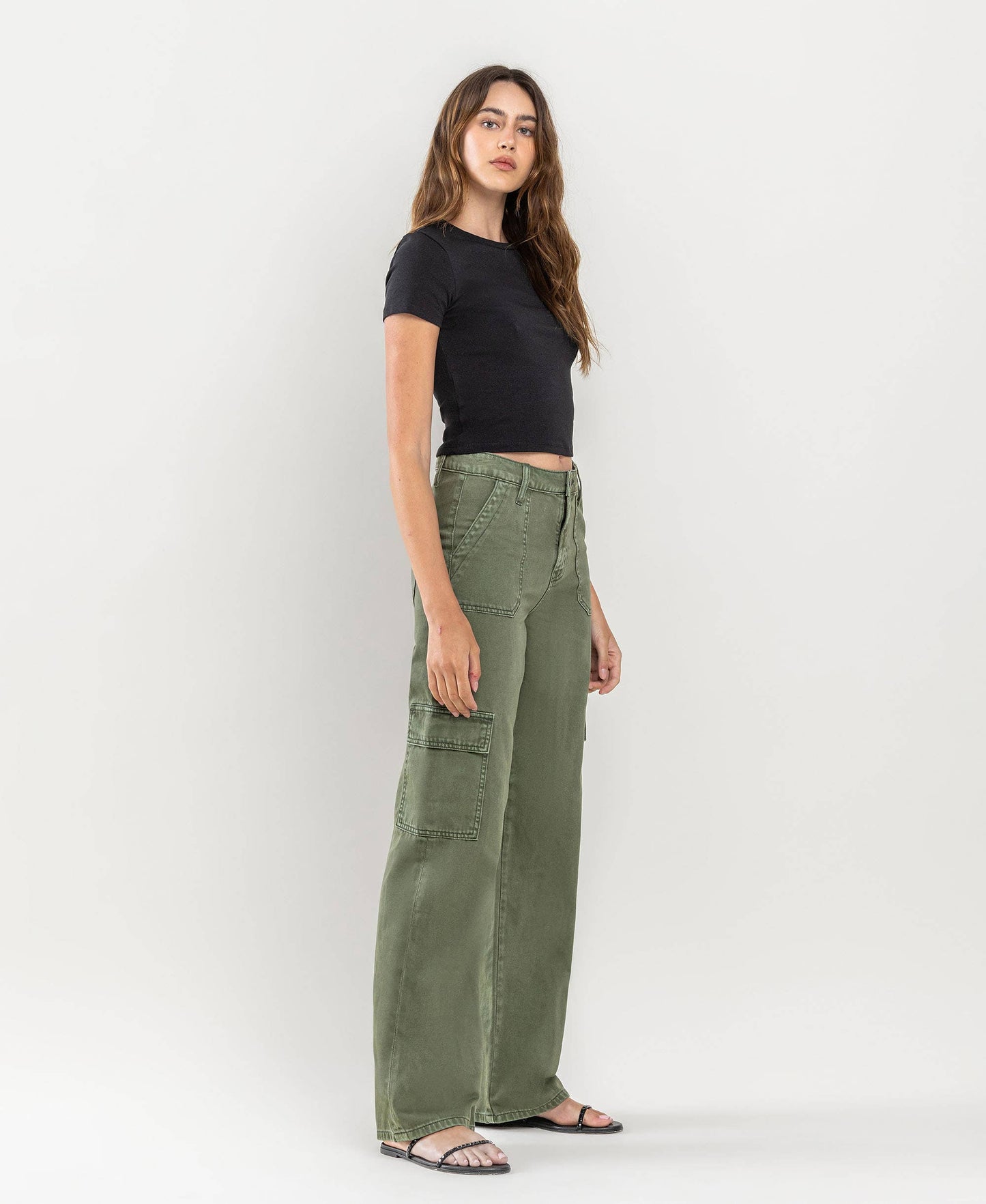 HIGH RISE UTILITY CARGO WIDE JEANS