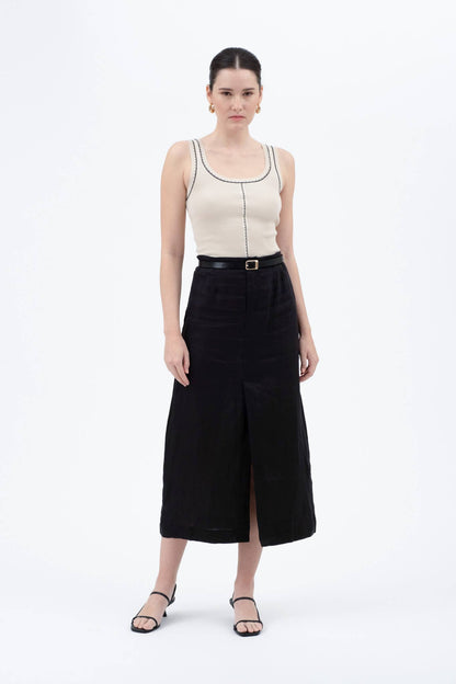 Contrast Line Stitch Detail Sweater Knit Tank