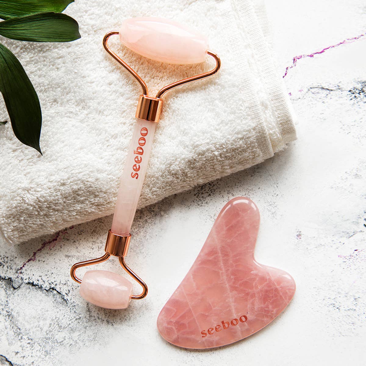 UNWIND ROSE QUARTZ STONE FACIAL ROLLER & GUA SHA