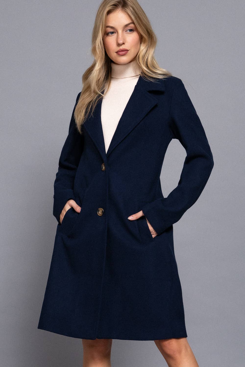 Long Sleeve A-Line Long Coat(two colors)