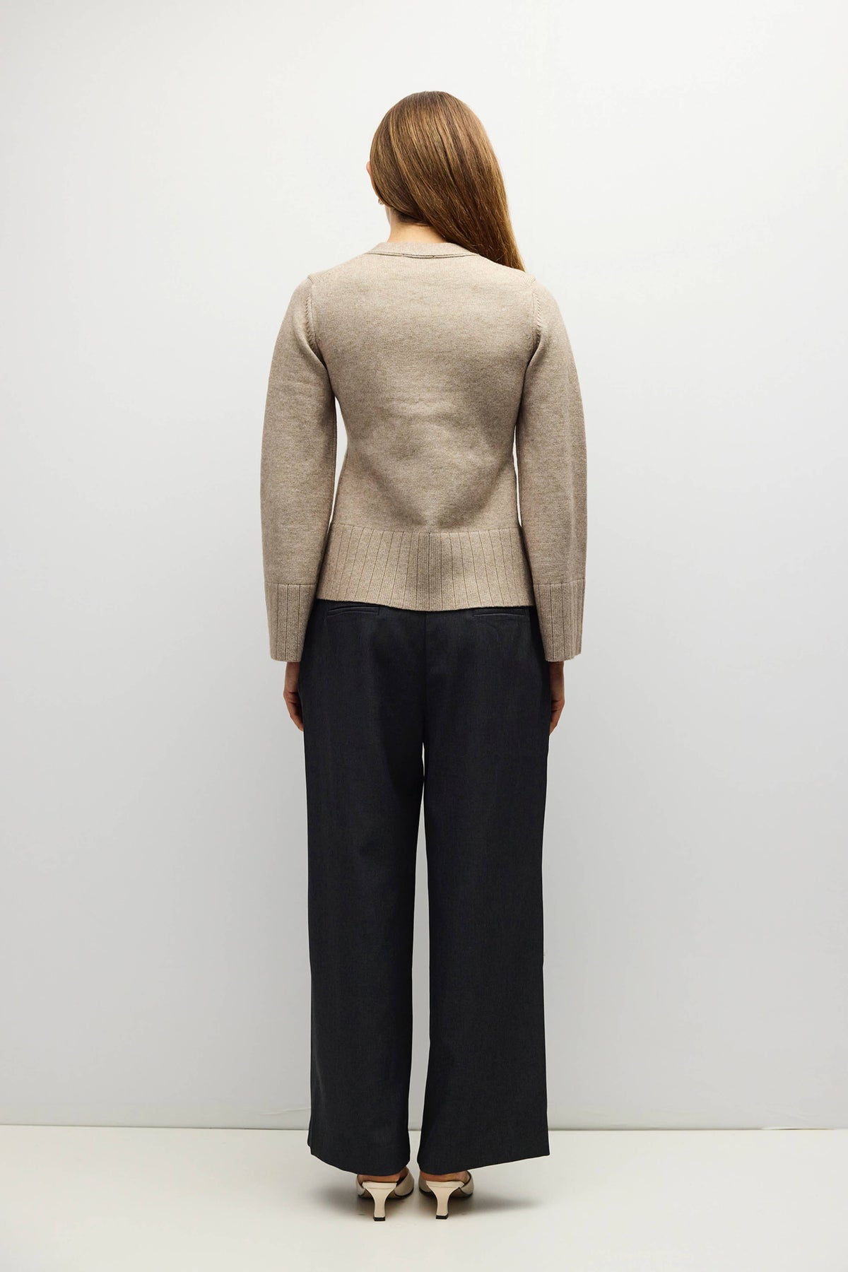 V Neck Cardigan Patch Pockets