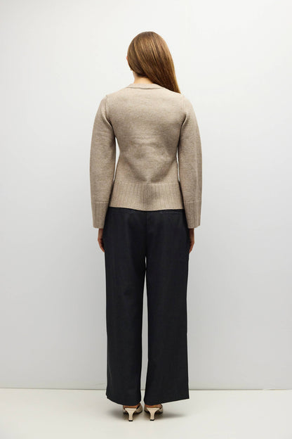 V Neck Cardigan Patch Pockets