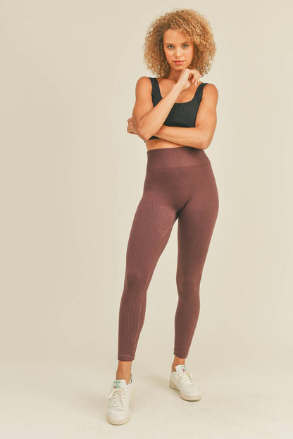Chocolate High Rise Premium Seamless Ribbed Leggings