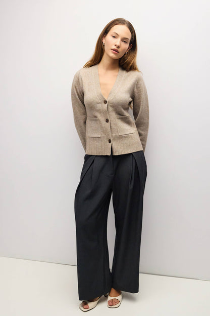 V Neck Cardigan Patch Pockets