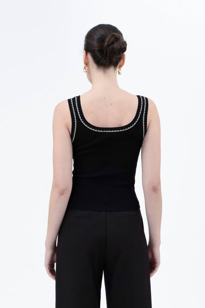 Contrast Line Stitch Detail Sweater Knit Tank