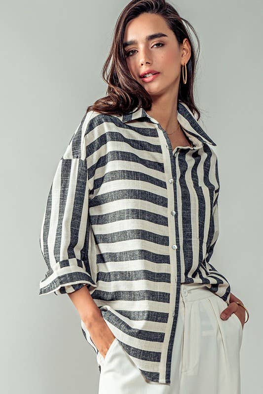 VERTICAL AND HORIZONTAL STRIPED SHIRT(Multiple colors)