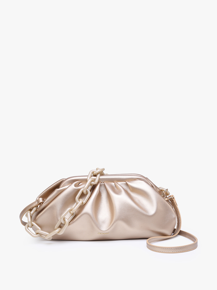 Kyoto Pleated Shoulder Bag: Champagne