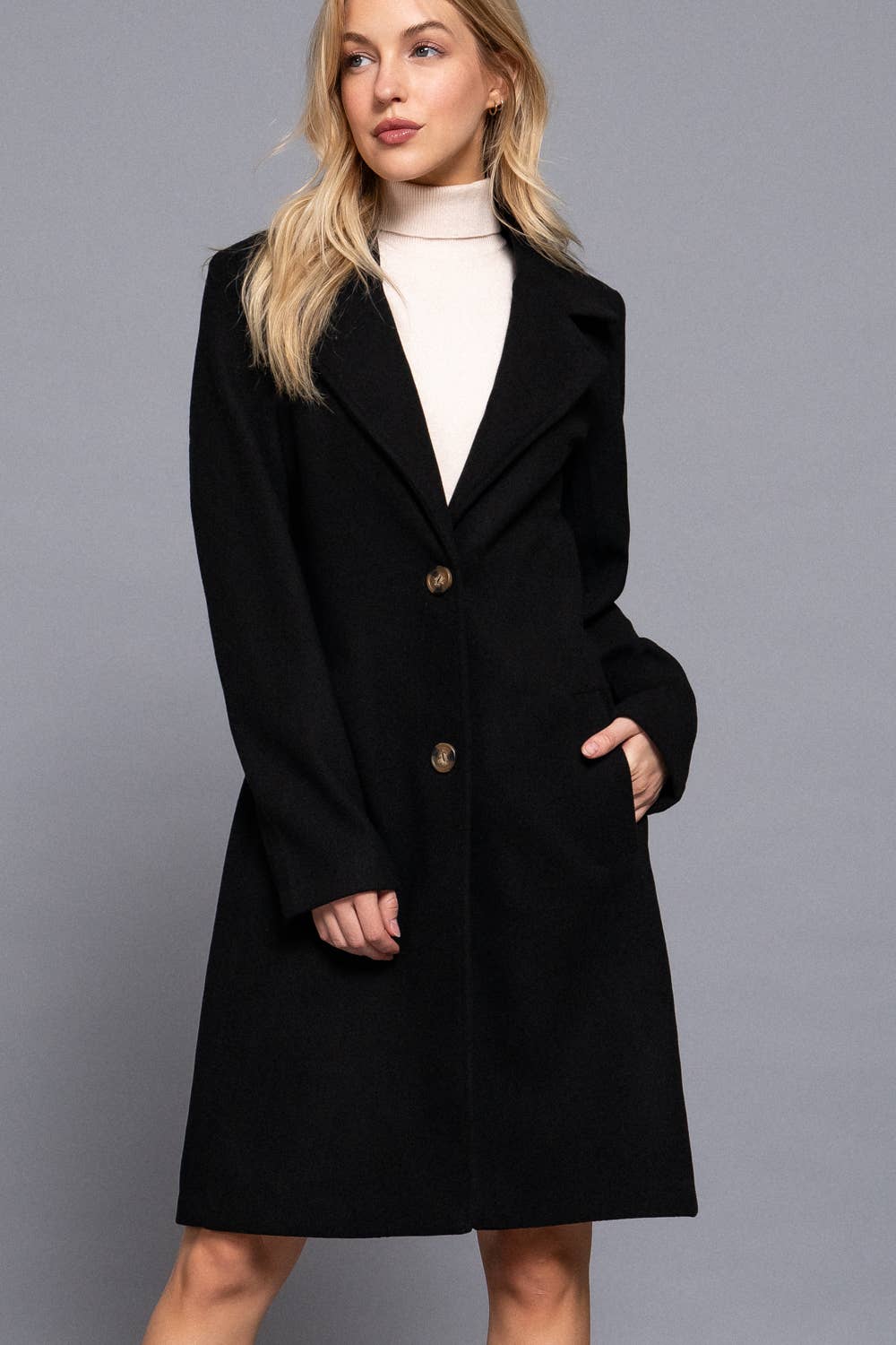 Long Sleeve A-Line Long Coat(two colors)