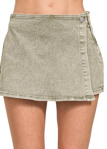 Washed Denim Skort