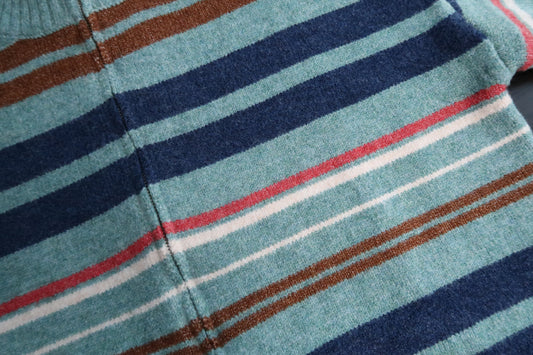 Striped Mock Neck Zip Up Cardigan
