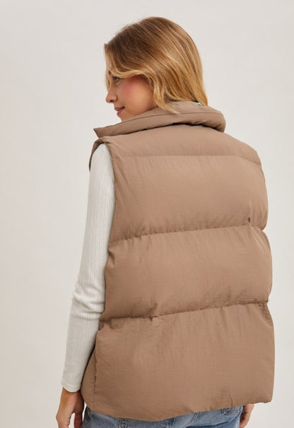 Puffer Layered Denim Puffer Vest( two colors)