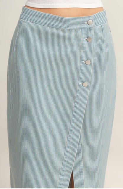 Washed Stripped Denim Skirt