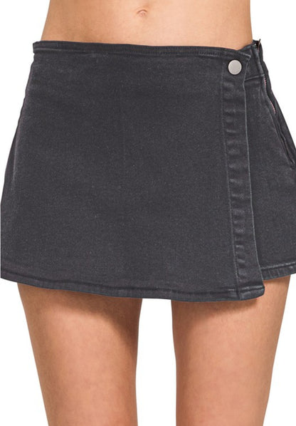 Washed Denim Skort