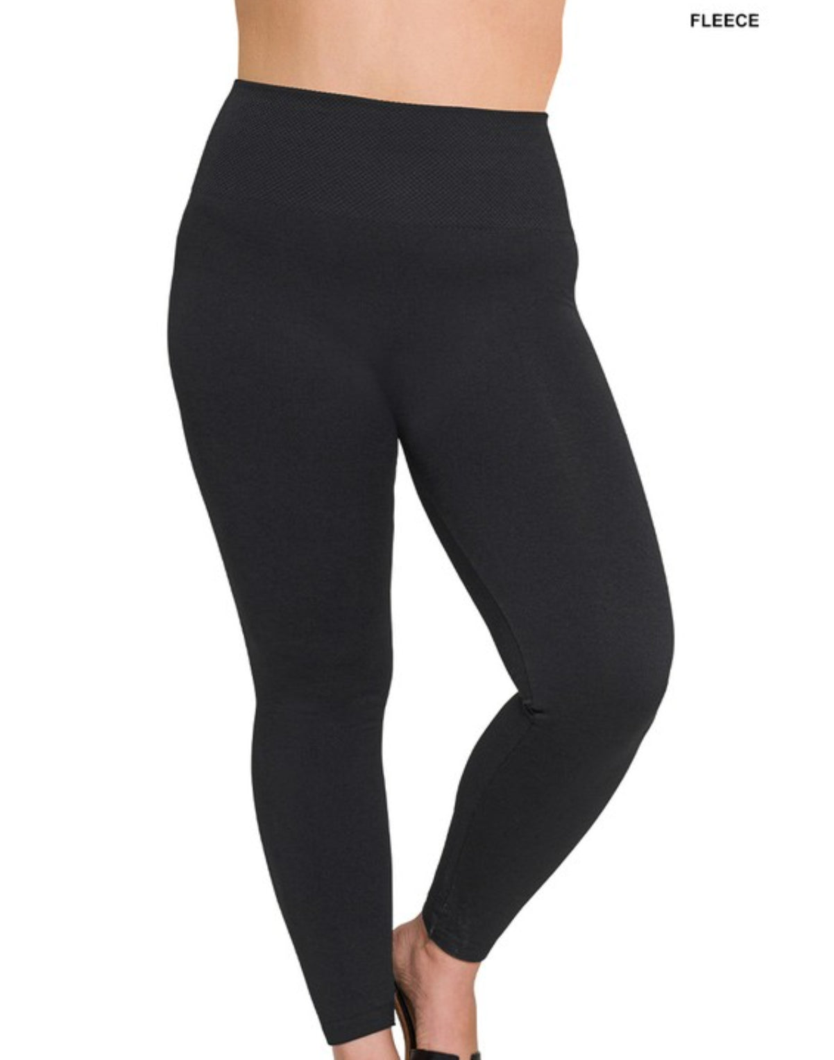 Plus Black Fleece Lined High Waist Tights