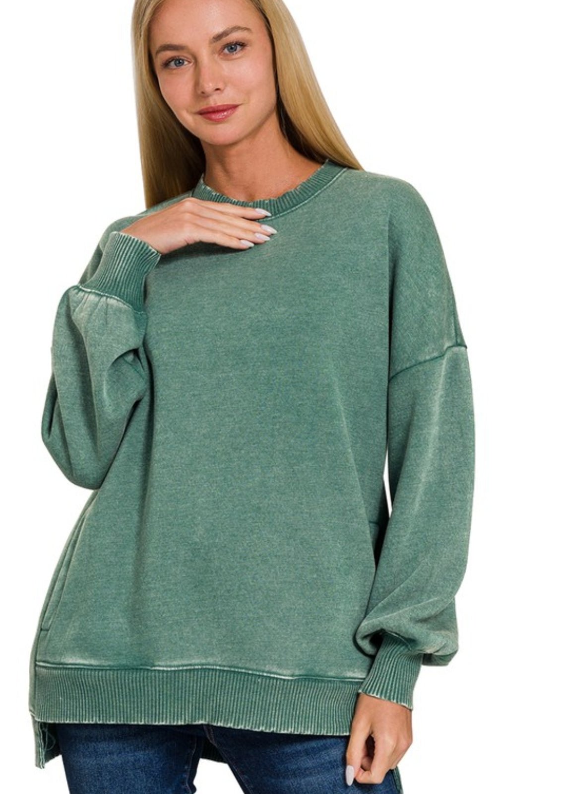 Acid Wash Fleece hi-low hem pullover(several, colors)