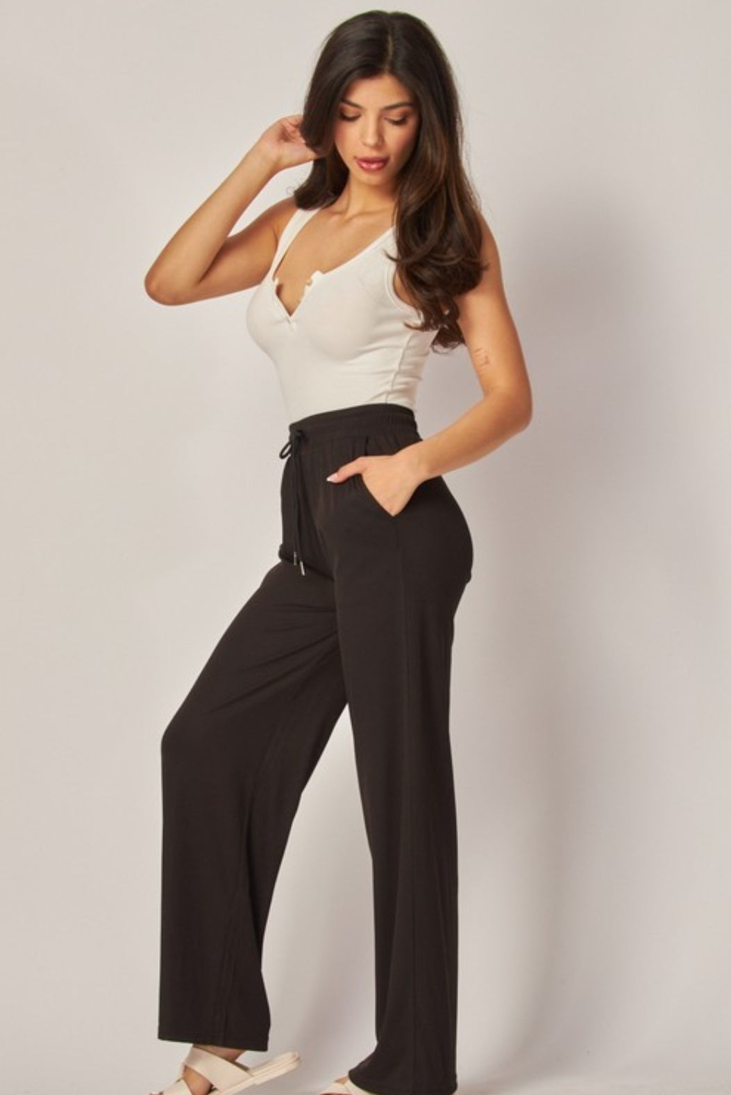 Ribbed Drawstring  Wide Leg Lounge Pants(multiple colors)