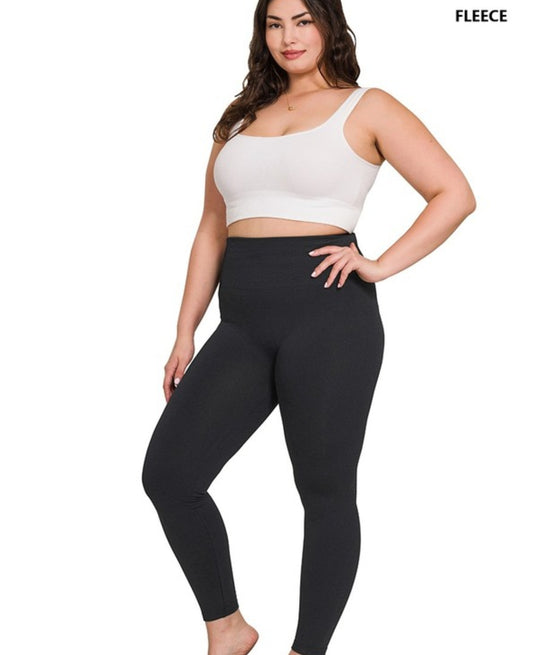 Plus Black Fleece Lined High Waist Tights