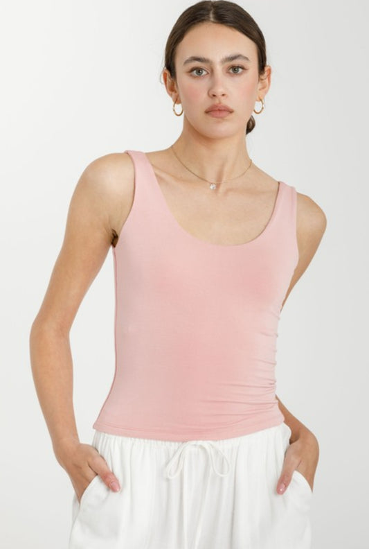 Dusty pink Basic Scoop Neck Tank Top