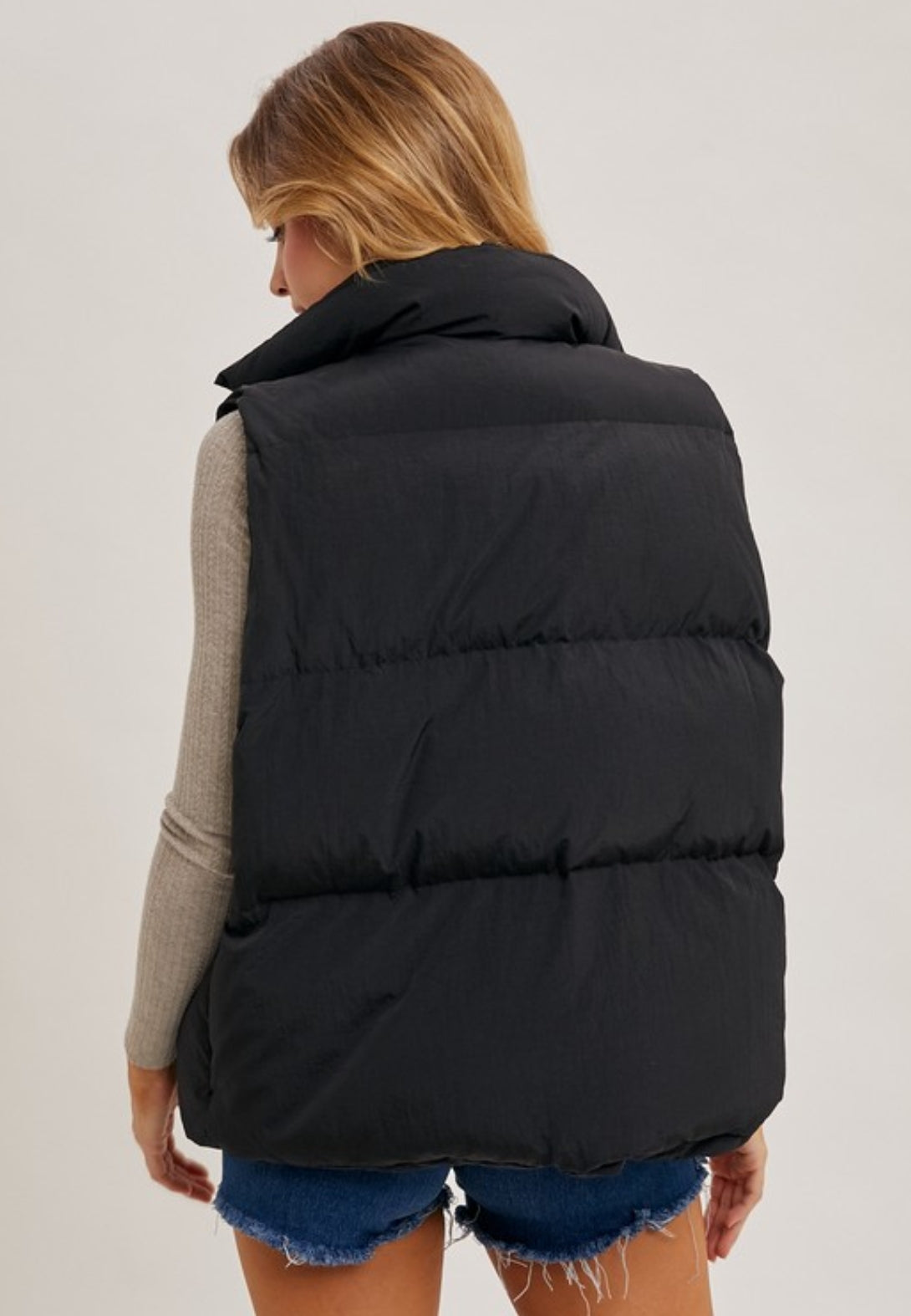 Demin Layered Puffer Vest( two colors)