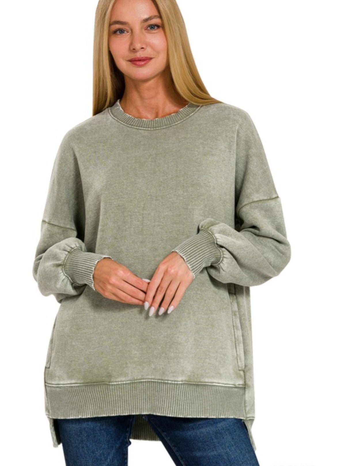 Acid Wash Fleece hi-low hem pullover(several, colors)