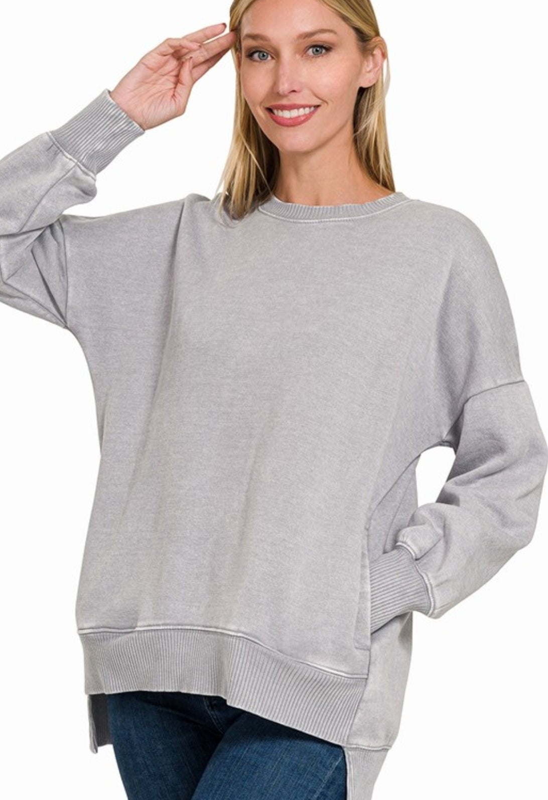 Acid Wash Fleece hi-low hem pullover(several, colors)