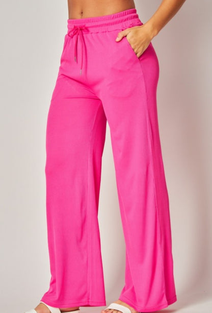 Ribbed Drawstring  Wide Leg Lounge Pants(multiple colors)