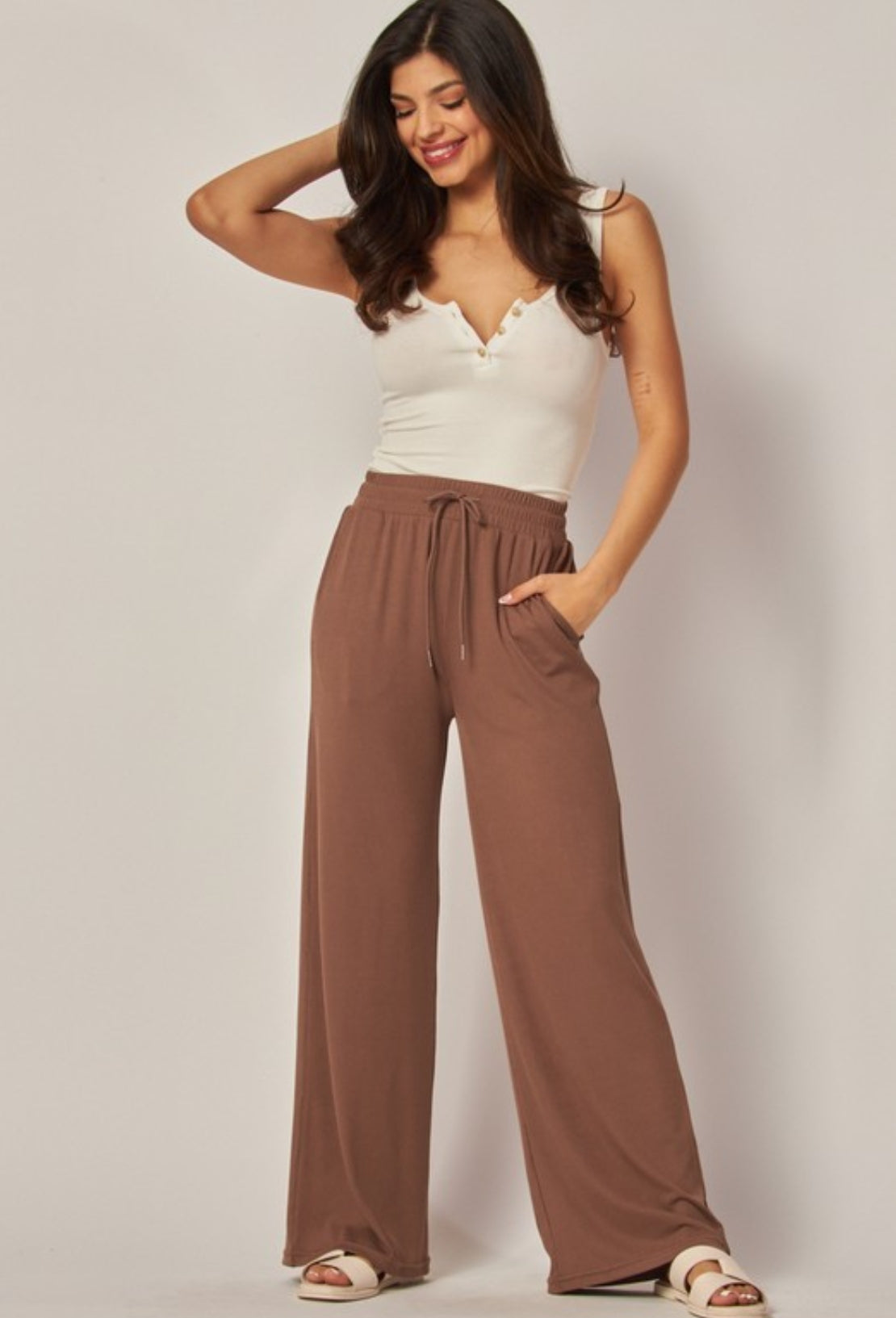 Ribbed Drawstring  Wide Leg Lounge Pants(multiple colors)