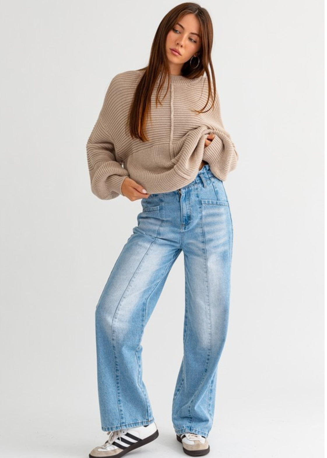 Ribbed Knit Long Sleeve Sweater